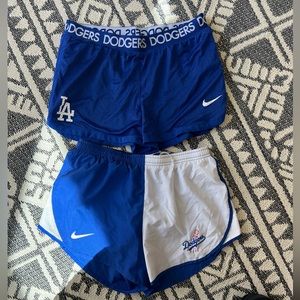 Two pair of women’s Nike Dry-Fit Dodgers athletic shorts in small